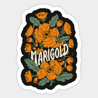 Marigold Retro Flower Design Sticker